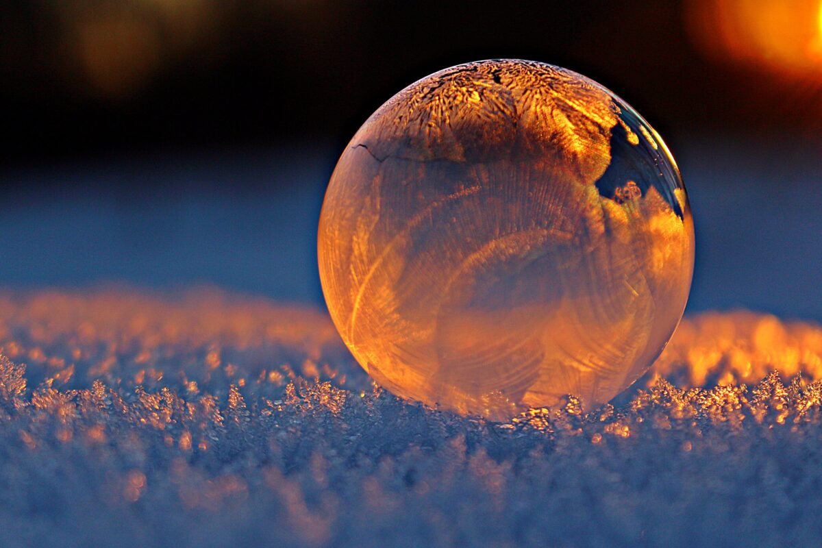 image of sunset in globe at winter solstice