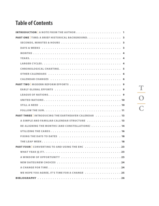 A snapshot of the EHc white paper Table of Contents