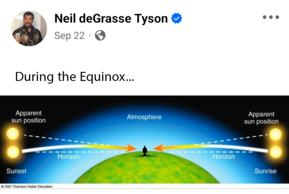 DeGrasse Tyson Facebook post on the Equinox.