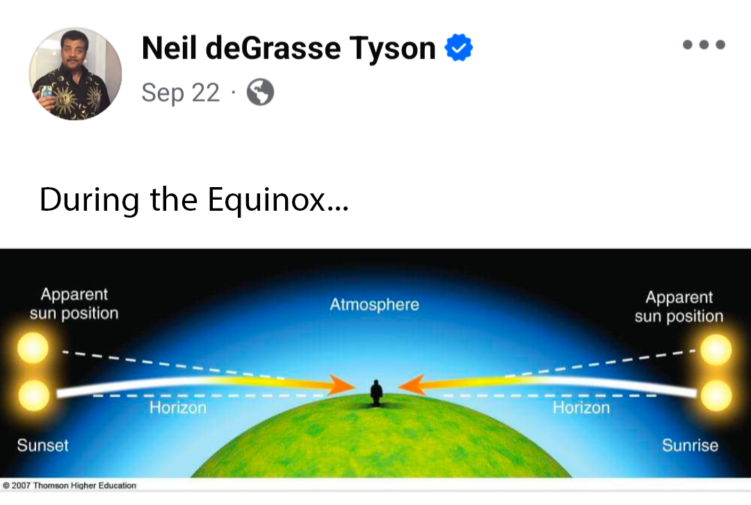 DeGrasse Tyson Facebook post on the Equinox.